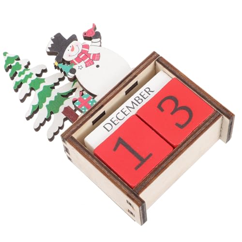 FONDOTIN Holz Adventskalender Schneemann Countdown Kalender zum Stellen Langlebig Weihnachtsdeko für Erwachsene Tischdekoration von FONDOTIN