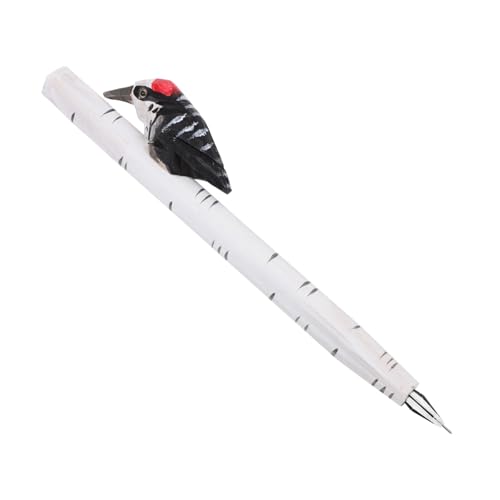 FONDOTIN Holz Kugelschreiber mit Specht motiv Handgefertigter Kugelschreiber für Schüler Tragbarer Schreibstift und Dekoratives Tischornament Geschenk für Schule und Party von FONDOTIN