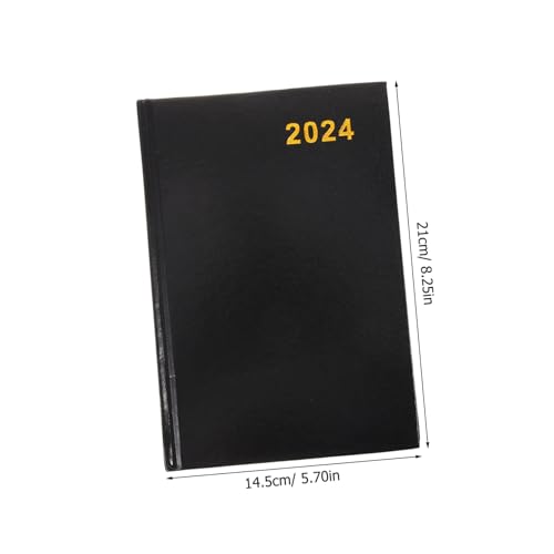 FONDOTIN Jahresplaner Tagesplaner Notizbuch Schwarzes Hardcover Kalenderbuch für Büro Schule und Reisen To Do Listen Notizheft Organizer für Arbeit und Studium von FONDOTIN
