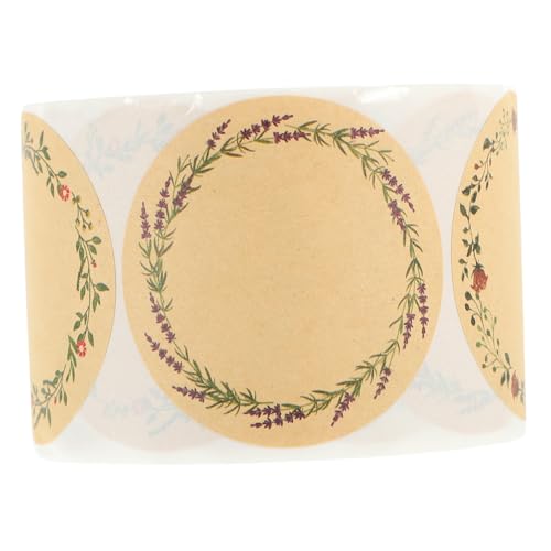 FONDOTIN Kraftpapier Aufkleber Rolle Selbstklebend Geschenketiketten für Geschenke Verpackungen Dekorativ Festival Sticker zum Beschriften und Abdichten von Geschenkboxen von FONDOTIN