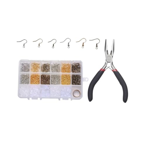 FONDOTIN Kupfer Ohrhaken DIY Schmuck Zubehör Teilig mit Verschlussringen und Zange für Damen zum Ohrringe Basteln und Schmuck Selber Machen von FONDOTIN