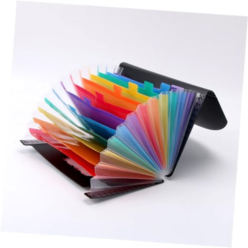 FONDOTIN Lagiger Tragbarer Fächermappe aus Kunststoff Leichter Ordner mit Farbigem Regenbogen Design Multifunktionaler Dokumenten Organizer für Schule Büro und Zuhause Robust und von FONDOTIN