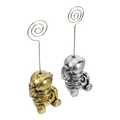 FONDOTIN Memo und Fotohalter Teilig Astronaut Schreibtisch Deko Resin Kleine Leichte Kartenhalter für Hochzeit Geburtstag Party Büro Wiederverwendbar Stilvolle Tischaccessoires von FONDOTIN