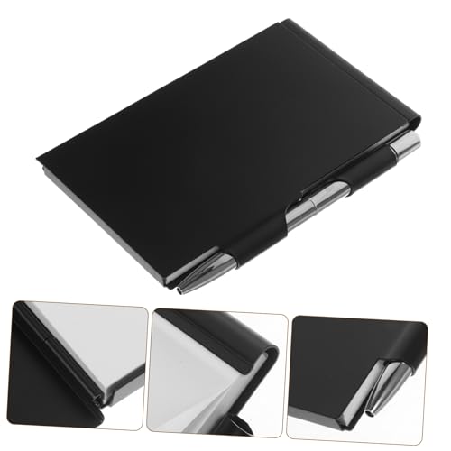 FONDOTIN Mini Metall Notizblock mit Stift Aluminiumlegierung Praktisch Selbstklebendes Pocket Notebook für Büro und Schule Tragbarer Taschennotizblock mit Abreißblättern Kreatives Design von FONDOTIN