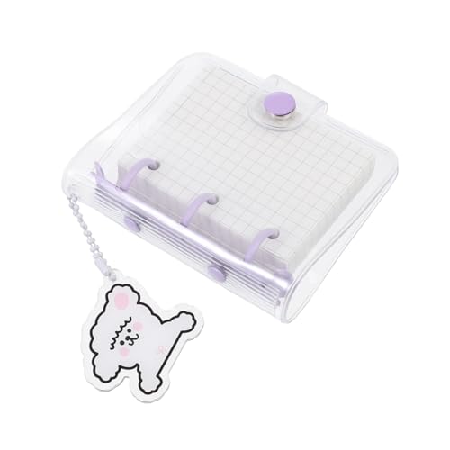 FONDOTIN Mini PVC Binder Cover Transparent mit Knopfverschluss Abnehmbares Notizbuch DIY Scrapbook Teiliges Inklusive Kariertes Nachfüllpapier und Aufbewahrungstasche für Schule Büro Reise von FONDOTIN