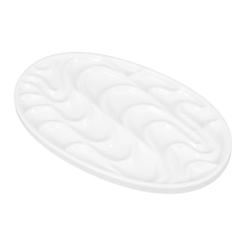 FONDOTIN Mischpalette Imitationsporzellan Ovaler Aquarellmischpalette Weiß Stabile und Langlebige Malpalette für Künstler für Wasserfarben und Pastellfarben von FONDOTIN