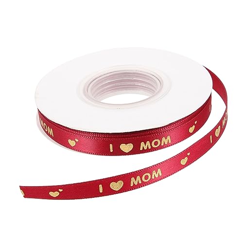 FONDOTIN Muttertags Geschenkband Polyester Satinband mit Goldprägung Langlebiges Dekoband für Geschenkverpackung DIY Schleifen Blumensträuße und Partydekoration Romantisches in Weinrot von FONDOTIN