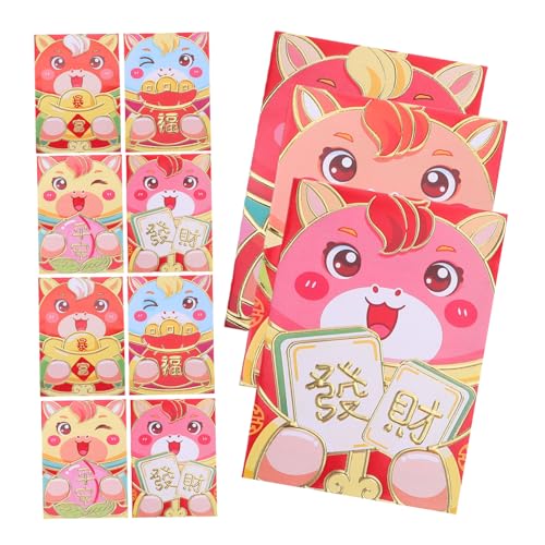 FONDOTIN Pack Chinesische Neujahrsumschläge Jahr Des Pferdes Stabile Papier Hong Bao Glücksumschläge mit Pferde Motiv für Frühlingsfest Geschenkverpackung und Feierlichkeiten von FONDOTIN