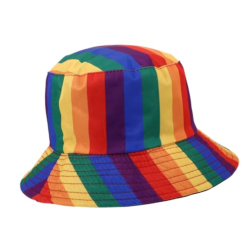 FONDOTIN Regenbogen Bucket Hat Fischerhut Sonnenhut Uv-schutz Sommerhut Damen Herren Freizeit Strand Party Bunt Doppelseitig Modisch Vielseitig für Outdoor Camping Festival von FONDOTIN