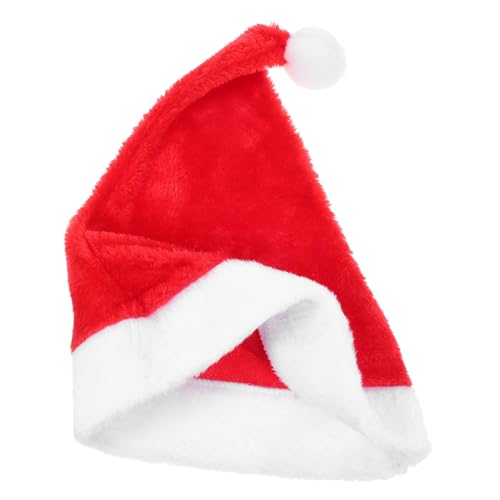 FONDOTIN Roter Weihnachtsmann Hut aus Weichem Kurzplüsch Klassische Nikolausmütze für Erwachsene Festliche Weihnachts und Karnevalskostüm Deko von FONDOTIN