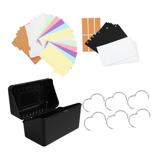 FONDOTIN Schwarzes Indexkarten Organizer mit Linierten Karteikarten und Trennwänden Karteikartenbox für Büro Schule Zuhause zur Übersichtlichen Notizenorganisation und Kreativen Nutzung von FONDOTIN