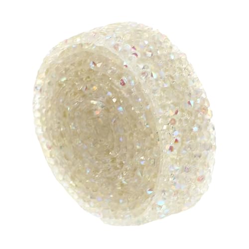FONDOTIN Selbstklebendes Strassband Breit Transparent Weiß Resin Rhinestone Webbing Glitzerndes DIY Bastelband zum Schneiden Funkelndes Dekoband für Schmuck und Partydeko von FONDOTIN