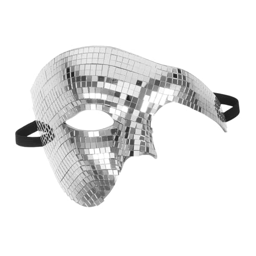 FONDOTIN Silberne Disco Maske Gesicht Leicht Atmungsaktiv Glitzernde Masquerade Maske Für Halloween Karneval Party Festival Prom Dj Bühnenkostüm FONDOTIN Silberne Disco Maske Gesicht Leicht Atmungsaktiv Glitzernde Masquerade Maske Für Halloween Karneval Party Festival Prom Dj Bühnenkostüm von FONDOTIN