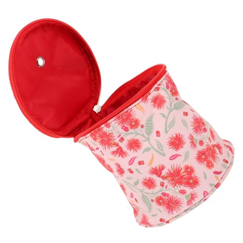 FONDOTIN Strickutensilien Aufbewahrungstasche Tragbare Häkeltasche für Garn und Stricknadeln Rot mit Pusteblumen Langlebig und Praktisch für Reisen und Zuhause von FONDOTIN