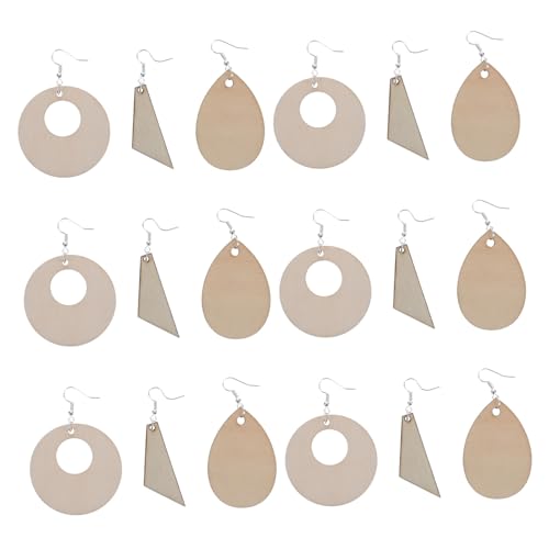FONDOTIN Teiliges DIY Ohranhänger aus Holz Unbemalt zum Bemalen und Basteln Langlebige Schmuckanhänger mit Abgerundeten Kanten für Individuelles Ohrschmuck Design und Originelles von FONDOTIN