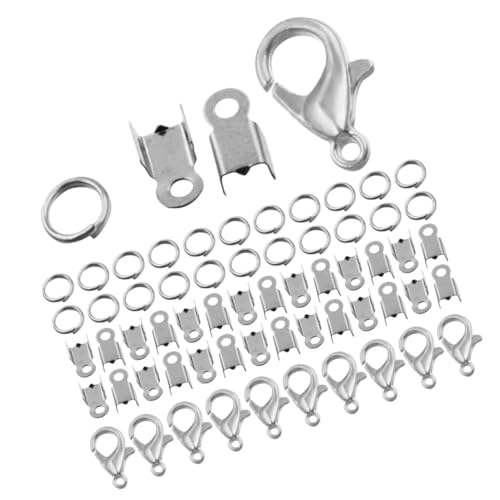 FONDOTIN Teiliges Schmuckzubehör Set mit Karabinerverschlüssen Biegeringen und Kordelenden aus Weiß K Vielseitig Einsetzbar für DIY Armband Halskette Herstellung und Reparatur FONDOTIN Teiliges Schmuckzubehör Set mit Karabinerverschlüssen Biegeringen und Kordelenden aus Weiß K Vielseitig Einsetzbar für DIY Armband Halskette Herstellung und Reparatur von FONDOTIN