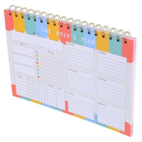 FONDOTIN Undatierter Wochenplaner Spiralbindung Robuster Papierumschlag Großer Notizblock To do Organizer für Büro Schule Zuhause Flexible Planung und Übersichtliche Wochenübersicht von FONDOTIN