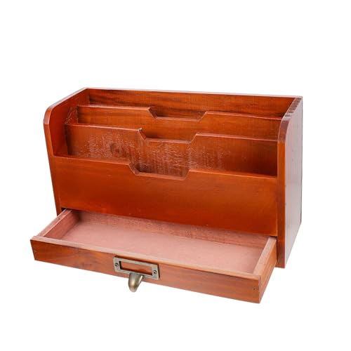FONDOTIN Vintage Holz Schubladenbox Schreibtisch Organizer Stabil Desktop Aufbewahrungsbox Bürokommode Praktisch Für Zuhause Und Büro von FONDOTIN