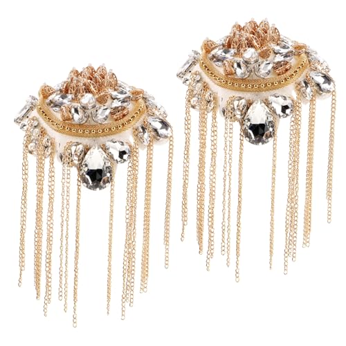 FONDOTIN Vintage Quasten Schulterepauletten mit Metallkette U förmiges Design Dekorative Schulterborte für Kostüme Cosplay Halloween ein Auffälliges Schmuck accessoire FONDOTIN Vintage Quasten Schulterepauletten mit Metallkette U förmiges Design Dekorative Schulterborte für Kostüme Cosplay Halloween ein Auffälliges Schmuck accessoire von FONDOTIN