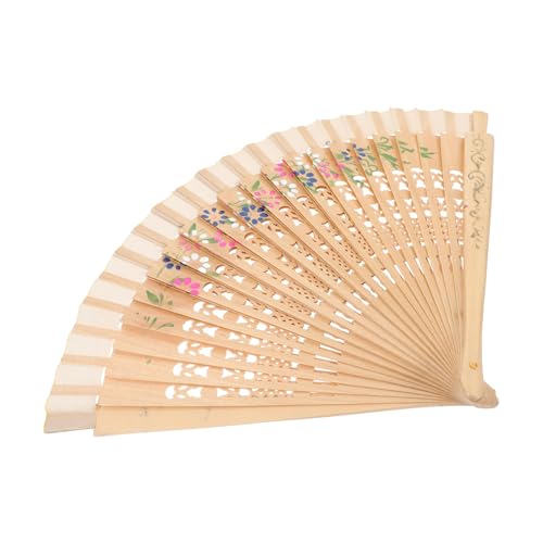 FONDOTIN Vintage Spanischer Holzfächer Handfächer Faltbar Dualseitig Bemalt Blumenmuster Robust Für Hochzeit Tanz Festival Und Wohnkultur von FONDOTIN
