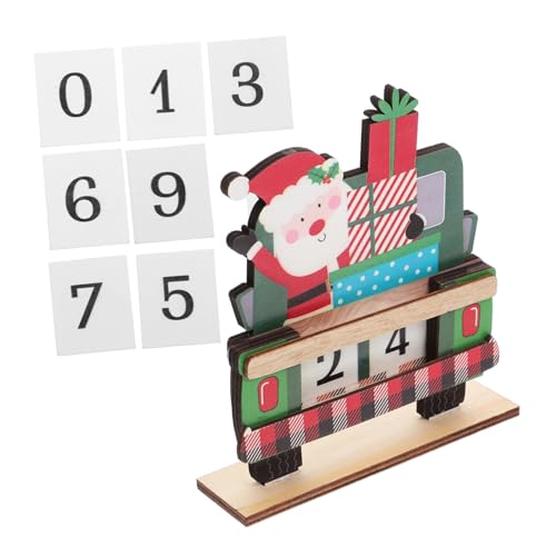 FONDOTIN Weihnachtsdeko Auto Holz mit Santa Claus Motiv Langlebige Holzfigur als Weihnachtsschmuck Multifunktionaler Tisch Dekoartikel Countdown Blocks für Tage vor Weihnachten Festliche von FONDOTIN