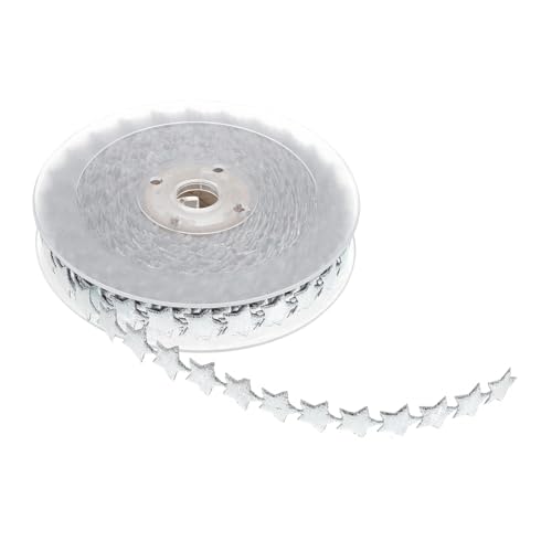 FONDOTIN Weihnachtsdeko Glänzendes Geschenkband mit Silbernem Stern Motiv Dekoratives Band für Kränze Schleifen und Weihnachtsbaum Schmuck FONDOTIN Weihnachtsdeko Glänzendes Geschenkband mit Silbernem Stern Motiv Dekoratives Band für Kränze Schleifen und Weihnachtsbaum Schmuck von FONDOTIN