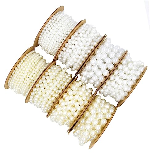 FONDOTIN Weiße Perlenkette Rolle Kunststoff Perlenband DIY Armband Schmuck Basteln Hochzeit Deko Langlebig Glänzend von FONDOTIN