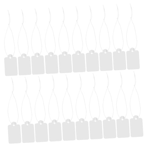 FONDOTIN Weiße Schmuck preisschilder mit Faden Beschreibbare Papieranhänger zum Einfachen Markieren von Preisen und Produktinformationen von FONDOTIN