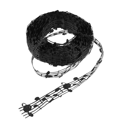FONDOTIN Yards Geschenkband mit Musiknoten Schwarzes Satinband für DIY Dekoration Geschenkverpackung Partydeko Nähprojekte Basteln und Haarschmuck Vielseitiges Verpackungsband von FONDOTIN