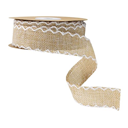 FONDOTIN Yards Wellenrand Leinenband für DIY Blumenverpackung Beige Geschenkband für Party Dekoration Kreative Bastelideen und Gartenanwendungen von FONDOTIN