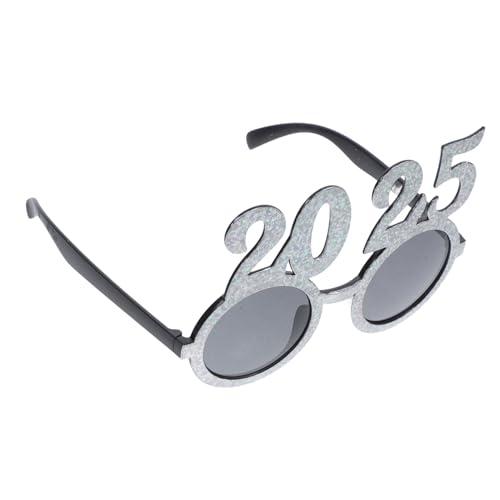 FONDOTIN Zahlenbrille Partybrillen aus Leicht und Robust für Neujahrsfeier Abschlussrequisiten Silber Glänzend Auffällige Festbrille für Damen und Herren von FONDOTIN