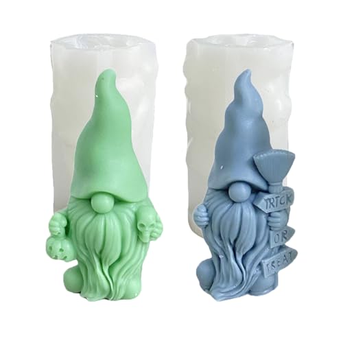 2 Stück Silikonformen Gießformen Halloween Silikonform Wichtel Figuren Gießform Silikon Herbst 3D Giessform Kerzenformen Zwerge Kürbis Silikon Gießformen Für Duftkerzen, Seifen, Kerzenform (A+B) von FONDUO