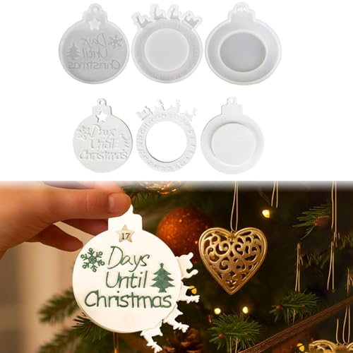 3 Stück Silikonformen Gießformen Weihnachten Silikonform Adventskalender Gießformen Silikon Anhänger Weihnachten DIY Weihnachtsbaumschmuck Giessformen Silikon Adventskranz Gips Formen Weihnachtsdeko von FONDUO