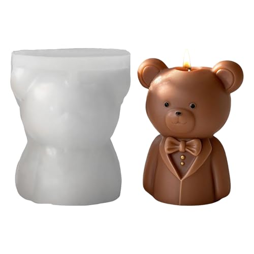 3D Kerzenform Bär Kerzen Formen Silikon Kerzenformen Muttertag Silikonformen Kerzen Silikon Formen zum Gießen Frühling Kerzengießform DIY Home, Hochzeit, Muttertagsgeschenk Ornament (B) von FONDUO