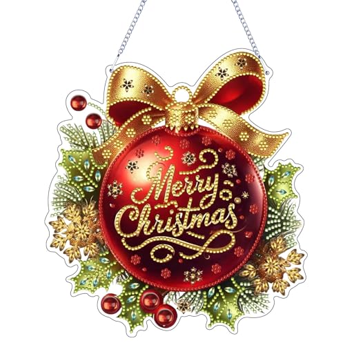 5D DIY Diamond Painting Weihnachten Deko Weihnachtsmann Diamant Painting Fensterbilder Weihnachtsdeko Fenster Hängend Diamond Painting Anhänger Weihnachten Türkranz Diamantmalerei Bilder Kinder (B) von FONDUO