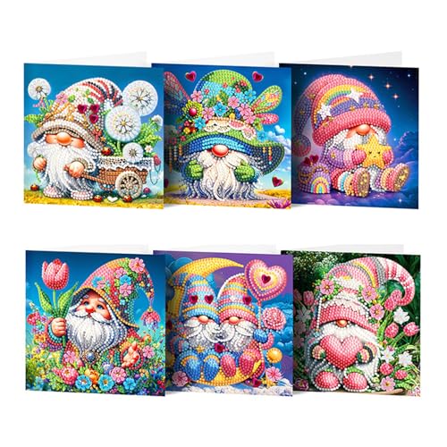 6 Stück Diamond Painting Karten Set für Kinder Erwachsene DIY Diamond Painting Grußkarten Wichtel Deko Frühling Geburtstagskarten Geschenk Diamant Painting Basteln für Geburtstag Frühling Deko (B) 6 Stück Diamond Painting Karten Set für Kinder Erwachsene DIY Diamond Painting Grußkarten Wichtel Deko Frühling Geburtstagskarten Geschenk Diamant Painting Basteln für Geburtstag Frühling Deko (B) von FONDUO