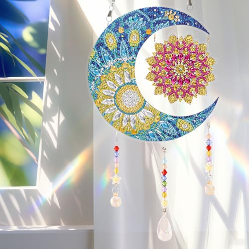 DIY Diamond Painting Bastelset Kinder Diamond Painting Windspiel Frühling Deko Sonnenfänger Kristall Diamant Painting Anhänger Fensterdeko Diamant Malerei Fensterbilder Frühling für DIY Handwerk (B) von FONDUO
