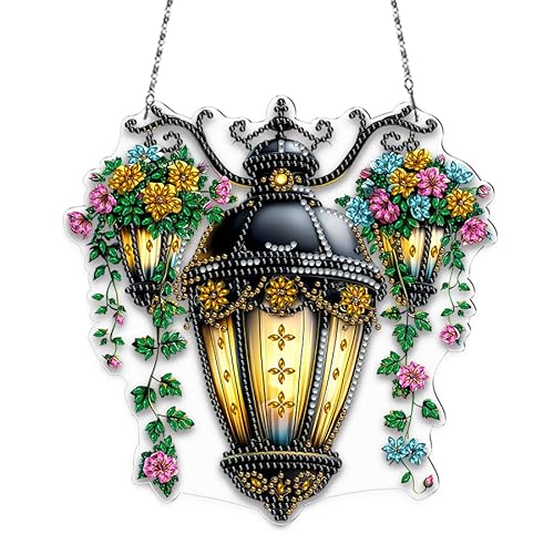 DIY Diamond Painting Fensterbilder Blumen Lampe Diamond Painting Frühling Deko Diamant Malerei Frühling Fenster Bilder Anhänger Fensterdeko Diamant Painting Frühling Bastelset Fenster für Tür Wand (B) DIY Diamond Painting Fensterbilder Blumen Lampe Diamond Painting Frühling Deko Diamant Malerei Frühling Fenster Bilder Anhänger Fensterdeko Diamant Painting Frühling Bastelset Fenster für Tür Wand (B) von FONDUO