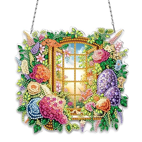 DIY Diamond Painting Frühling Diamant Painting Basteln Anhänger mit Kette Fenster Deko Diamond Painting Fensterbilder Frühling Deko Diamant Malerei Türkranz für Frühling Ostern Wandbehang Kits (B) DIY Diamond Painting Frühling Diamant Painting Basteln Anhänger mit Kette Fenster Deko Diamond Painting Fensterbilder Frühling Deko Diamant Malerei Türkranz für Frühling Ostern Wandbehang Kits (B) von FONDUO