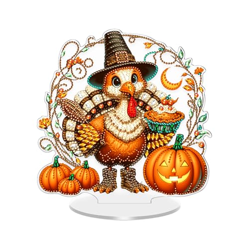 DIY Truthahn Kürbis Diamond Painting Herbst Tischdeko, Diamond Painting Stehend Kunst Set, Diamant Painting Aufsteller Deko Diamantmalerei Ornament Für Erntedankfest, Basteln Für Herbstdeko (C) von FONDUO