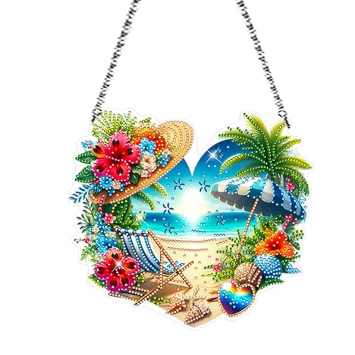 Diamond Painting Anhänger Sommer Deko, DIY Diamond Painting Fensterbilder Kunst Set, Blumen Diamant Malerei Basteln für Kinder Erwachsener, Diamantmalerei Für Tür Strand Bar Fenster Deko Hängend (D) Diamond Painting Anhänger Sommer Deko, DIY Diamond Painting Fensterbilder Kunst Set, Blumen Diamant Malerei Basteln für Kinder Erwachsener, Diamantmalerei Für Tür Strand Bar Fenster Deko Hängend (D) von FONDUO