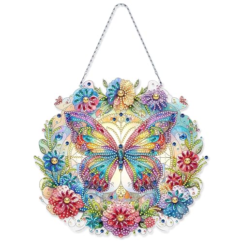 FONDUO Diamond Painting Hängender Schmuck Schmetterling Blumen Anhänger Ostern Frühling Deko (Doppelseitig, Kunststoff, Modern) FONDUO Diamond Painting Hängender Schmuck Schmetterling Blumen Anhänger Ostern Frühling Deko (Doppelseitig, Kunststoff, Modern) von FONDUO