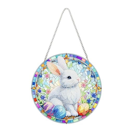 Diamond Painting Ostereier Fenster, Fensterdeko Hängend Ostern, DIY Diamond Painting Ostern Deko, Diamond Painting Fensterbilder Ostern, Diamant Malerei Frühling für Erwachsene Kinder Geschenk (B) von FONDUO