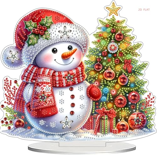 Diamond Painting Weihnachten DIY Doppelseitig Diamant Malerei Schneemann Bild Tischdeko Erwachsene Kinder Basteln Weihnachten Geschenk Diamond Painting Aufsteller Weihnachtsdeko Stehend Kunst Set (A) von FONDUO