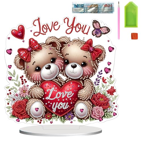 Diamond Painting Wichtel Set für Valentinstag Doppelseitig Diamant Painting Bilder Ornament Tischdeko DIY Valentinstag Deko Diamond Malerei Kits 5D Zwerge Diamond Painting für Heimdekoration (B) von FONDUO