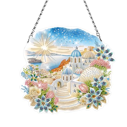 FONDUO Diamond Painting Fensterdeko Frühling Fensterbilder Diamant Painting Anhänger Doppelseitig DIY Diamant Malerei Sommer Deko Diamantmalerei für Fenster Balkon Tür Wanddeko (F) von FONDUO