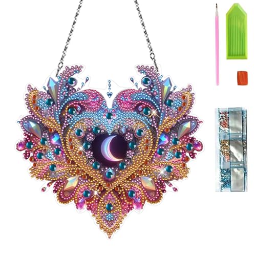 FONDUO Diamond Painting Frühling Sommer, DIY Diamant Painting Fensterbilder Ostern Basteln Kinder Erwachsener Geschenk, Diamant Malerei Anhänger Beidseitig, Fenster Balkon Deko Diamantmalerei (B) von FONDUO