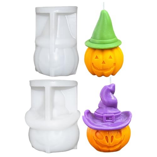 Halloween Kürbis Kerzenform Silikon Halloween Gießform Silikon Formen Gießformen Pumpkin Kerzenformen Zum Gießen DIY Halloween Kerzen Gießen Formen Für Seife Deko Kerzen Deko (A+B) von FONDUO