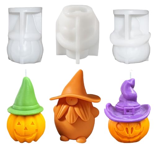 Halloween Kürbis Kerzenform Silikon Halloween Gießform Silikon Formen Gießformen Pumpkin Kerzenformen Zum Gießen DIY Halloween Kerzen Gießen Formen Für Seife Deko Kerzen Deko (A+B+C) von FONDUO