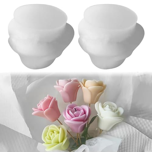 Kerzenformen zum Gießen, 3D Silikonformen Gießformen Kerzen Formen Silikon Rosen Kerzenform Blumen Gießform Silikon Frühling Silikonform Blumen Giessformen Für Muttertag Geschenk (Ax2) von FONDUO